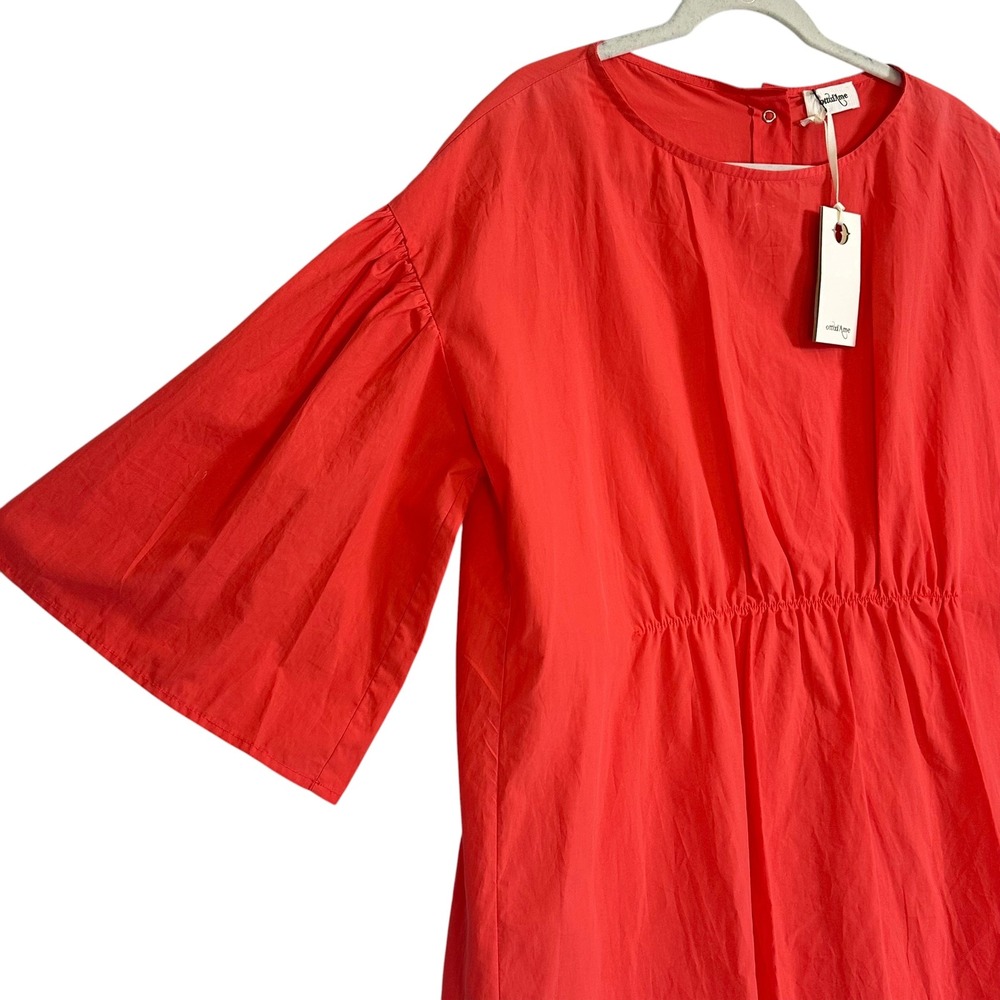 Ottod'Ame Italy Cotton Poplin Tunic Dress Fiamma Bell Sleeve L NWT Orange 10 - Picture 3 of 14